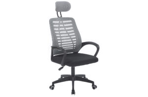 SILLON GIRATORIO CON REPOSACABEZAS KNECK RED TRANSPIRABLE NEGRO / GRIS