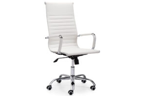 SILLÓN GIRATORIO LETTER SÍMIL PIEL BLANCO