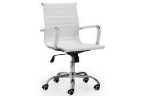 SILLÓN GIRATORIO LUCY SÍMIL PIEL BLANCO