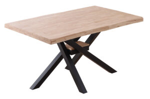 MESA COMEDOR FIJA XENA 150 x 90 CM  ROBLE NORDISH / NEGRO TAPA CON FORMA.