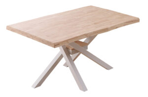 MESA COMEDOR FIJA XENA 150 x 90 CM  ROBLE NORDISH / BLANCO TAPA CON FORMA.