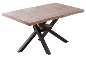 MESA COMEDOR FIJA XENA 150 x 90 CM  ROBLE HONEY / NEGRO TAPA CON FORMA.