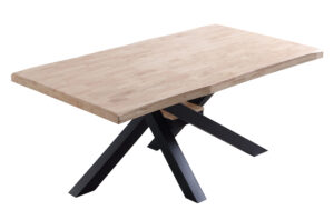 MESA COMEDOR FIJA XENA 180 x 100 CM  ROBLE NORDISH / NEGRO TAPA CON FORMA.