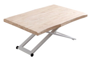 MESA CENTRO ELEVABLE ZOE 120 x 80 CM ROBLE NORDISH / BLANCO TAPA CON FORMA.