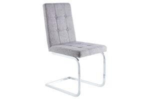 SILLA COMEDOR VANITY SÍMIL TEJIDO GRIS / CROMO Pak de 4