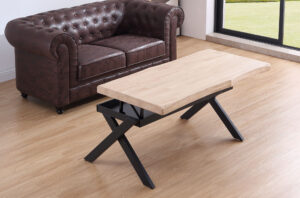 MESA CENTRO ELEVABLE XENA 120 X 66 CM TAPA CON FORMA ROBLE NORDISH  / NEGRO.