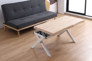 MESA CENTRO ELEVABLE XENA 120 X 66 CM TAPA CON FORMA ROBLE NORDISH  / BLANCO.